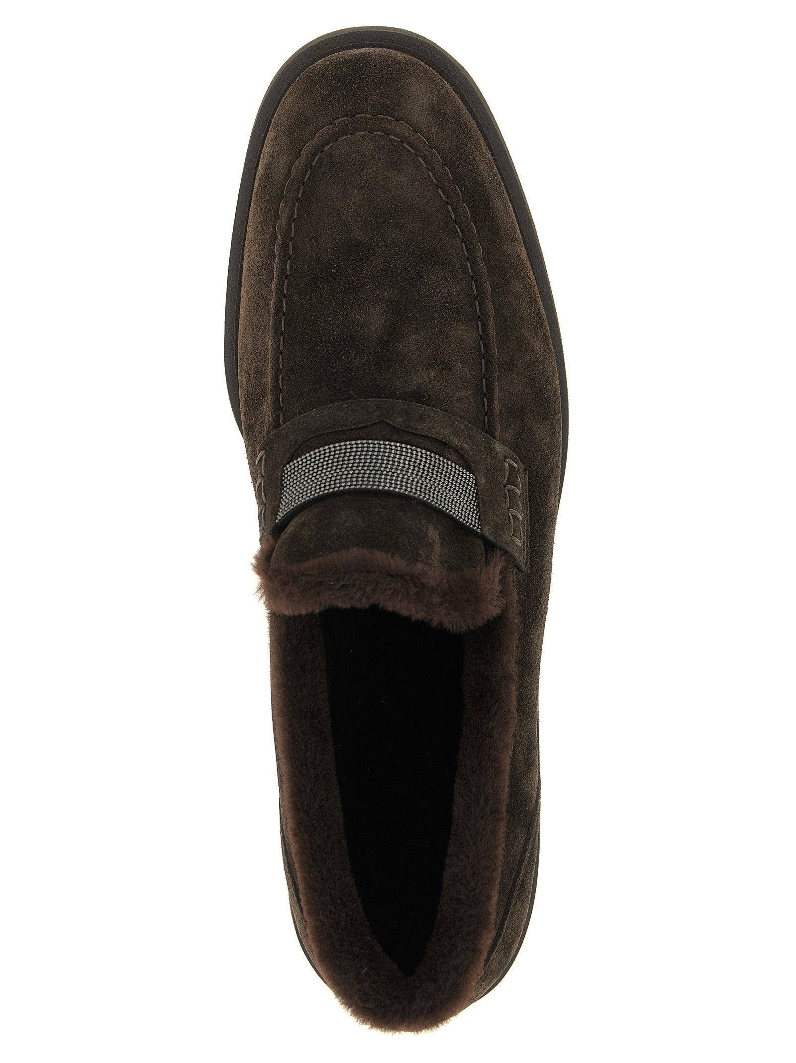 Brunello Cucinelli Brown Calfskin Slip-On Loafers for Women