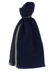 Brunello Cucinelli Blue Wool Scarf for Men