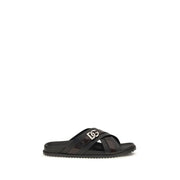 Dolce & Gabbana Black Calf Leather Bos Taurus Sandals for Men