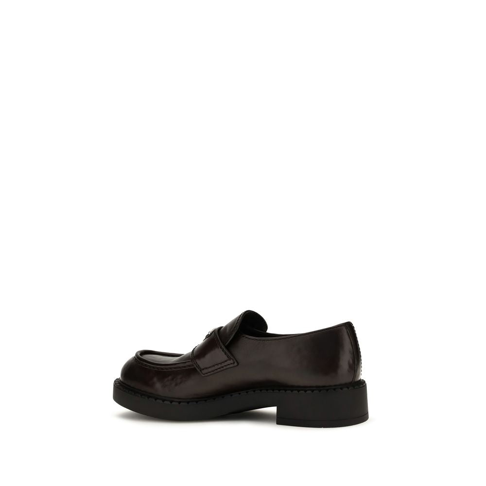 Prada Brown Calf Leather Bos Taurus Slip-On Loafers for Men