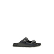 Dolce & Gabbana Black Calf Leather Bos Taurus Flat Sandals