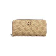 Guess Jeans Beige Polyurethane Women's Wallet with Functional Compartments