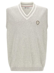 Brunello Cucinelli Gray Cotton Sleeveles Sweater