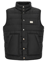 Dolce & Gabbana Black Polyester Sleeveless Jacket