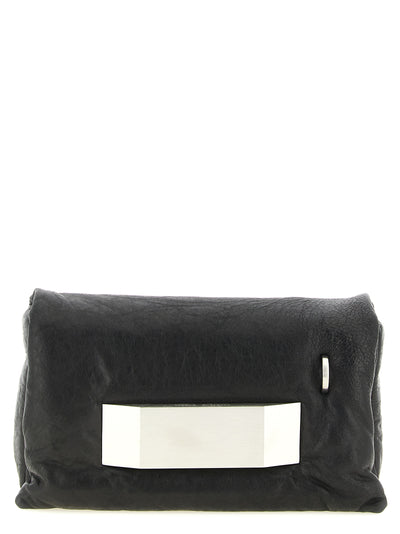 Rick Owens Black Lamb Leather Clutch Bag