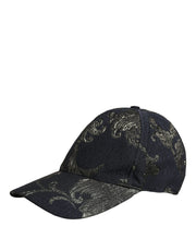Dolce & Gabbana Men Black Floral Barocco Cotton Baseball Cap Hat