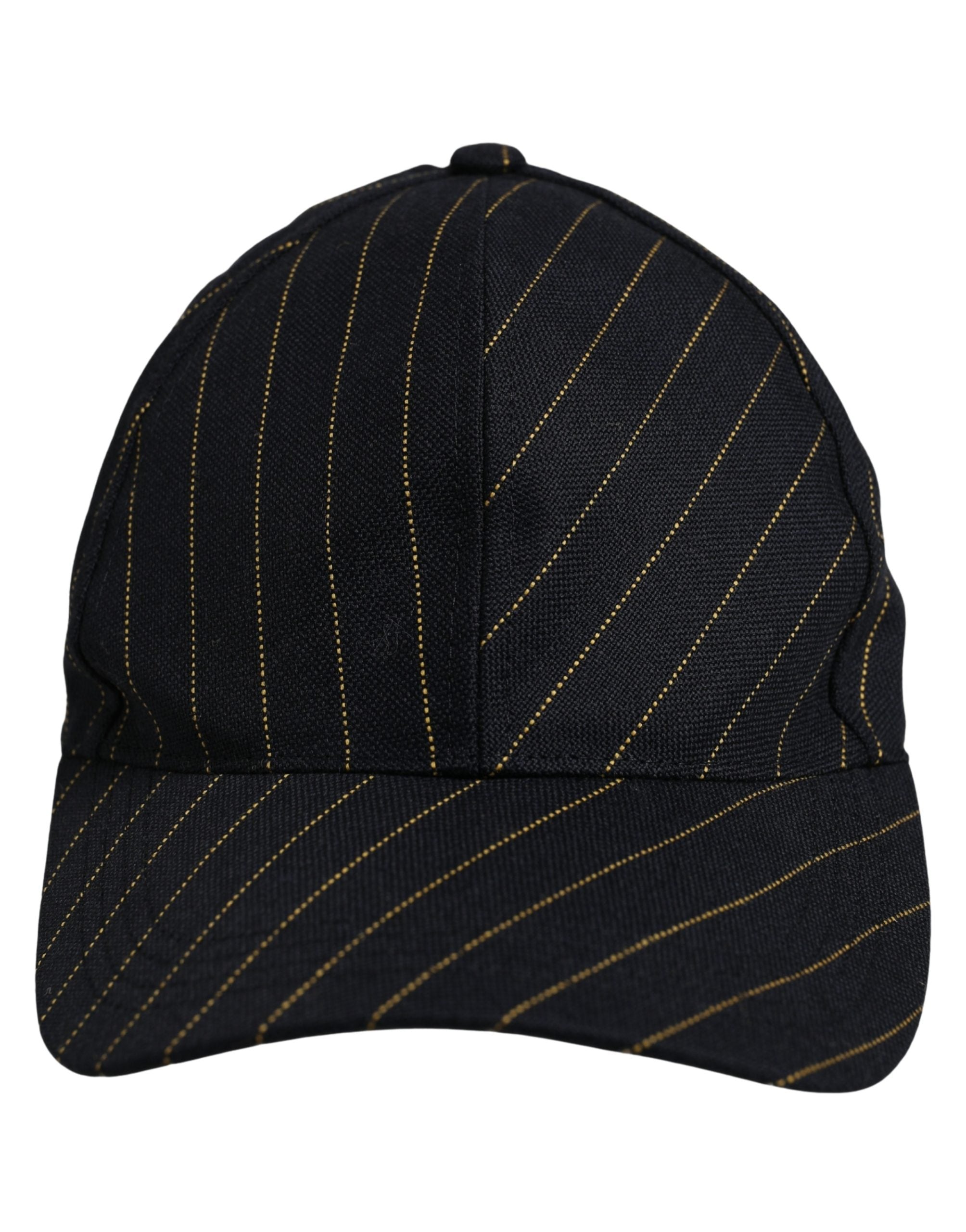 Dolce & Gabbana Black Gold Pinstriped Cotton Baseball Cap Hat for Men