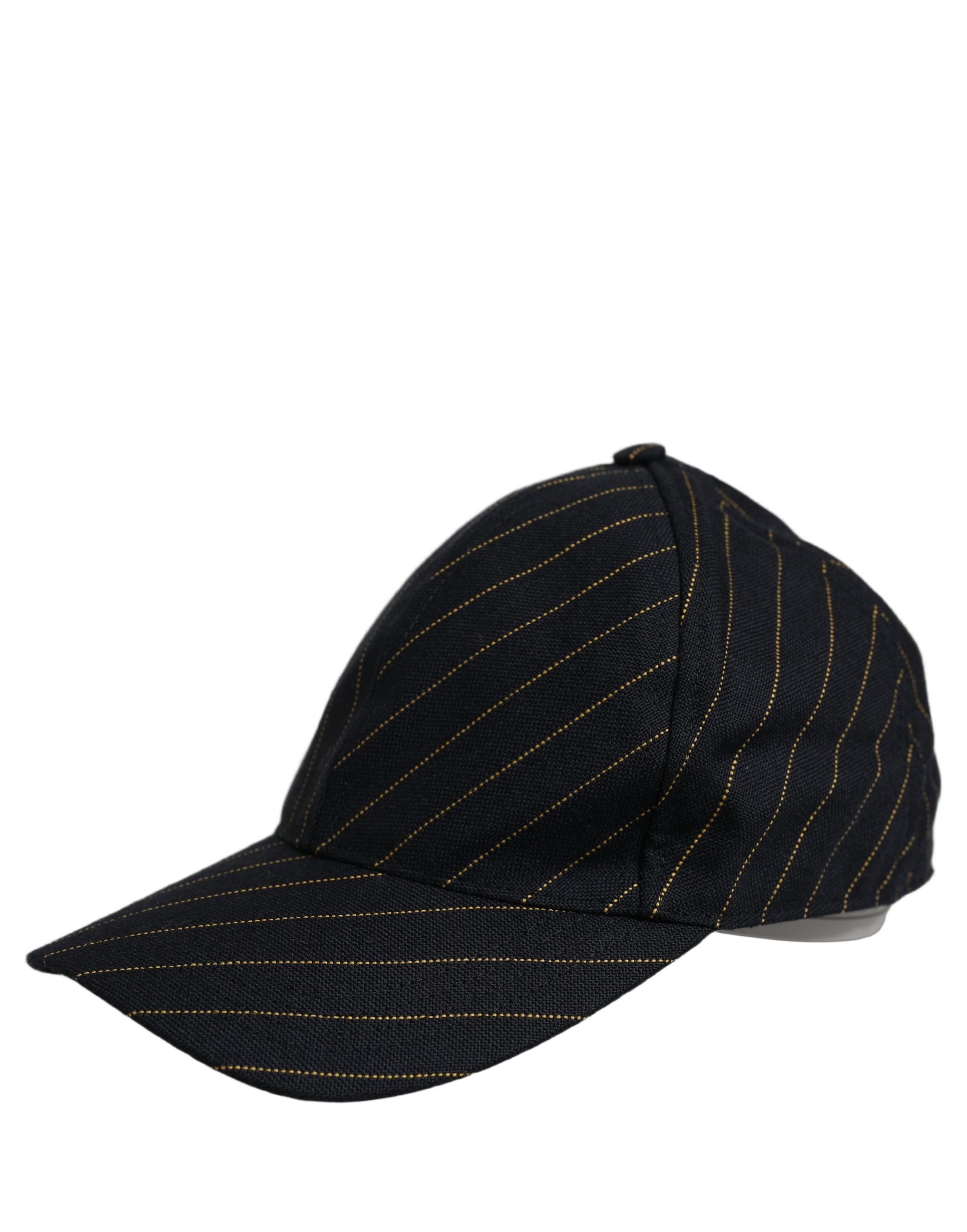 Dolce & Gabbana Black Gold Pinstriped Cotton Baseball Cap Hat for Men