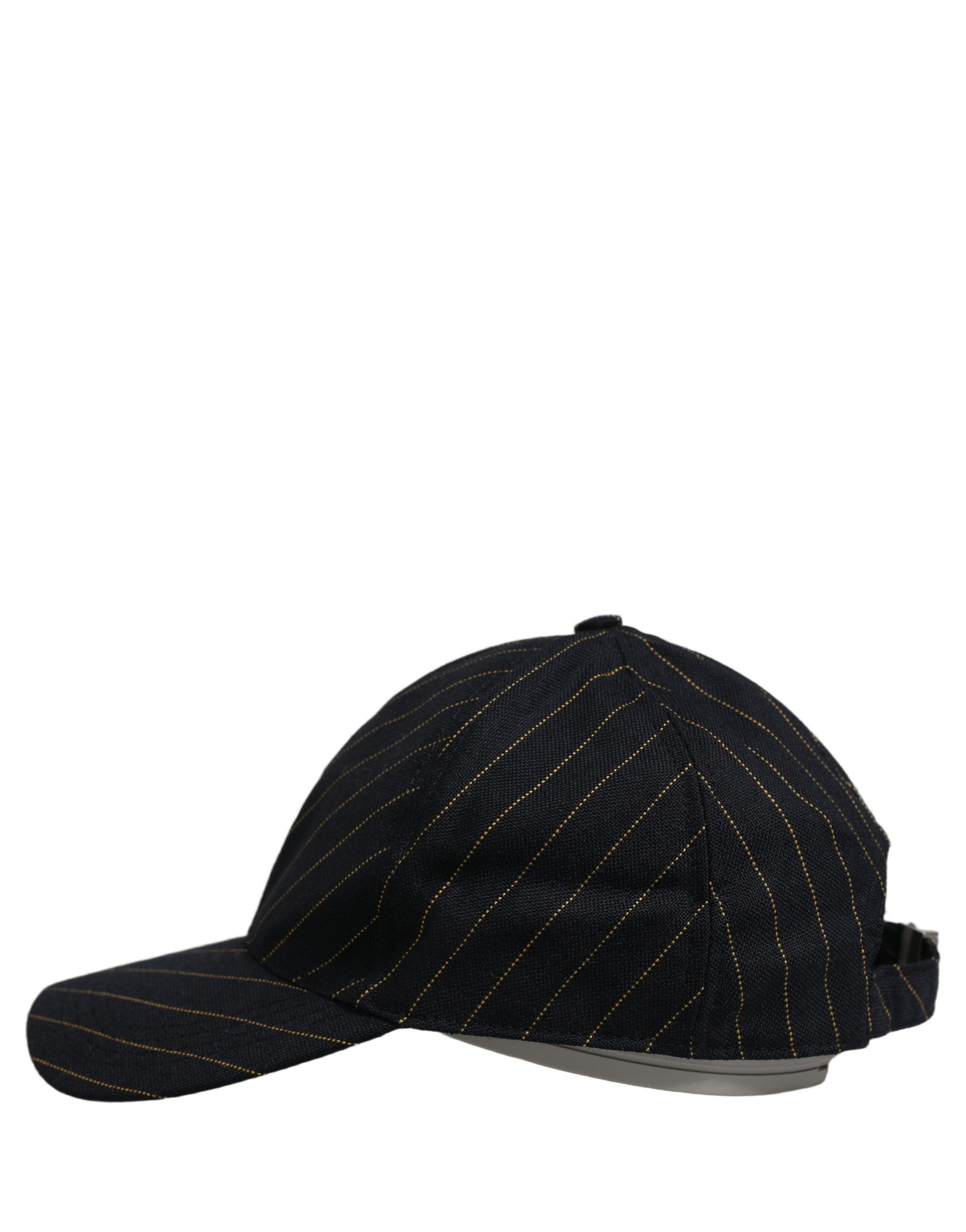 Dolce & Gabbana Black Gold Pinstriped Cotton Baseball Cap Hat for Men