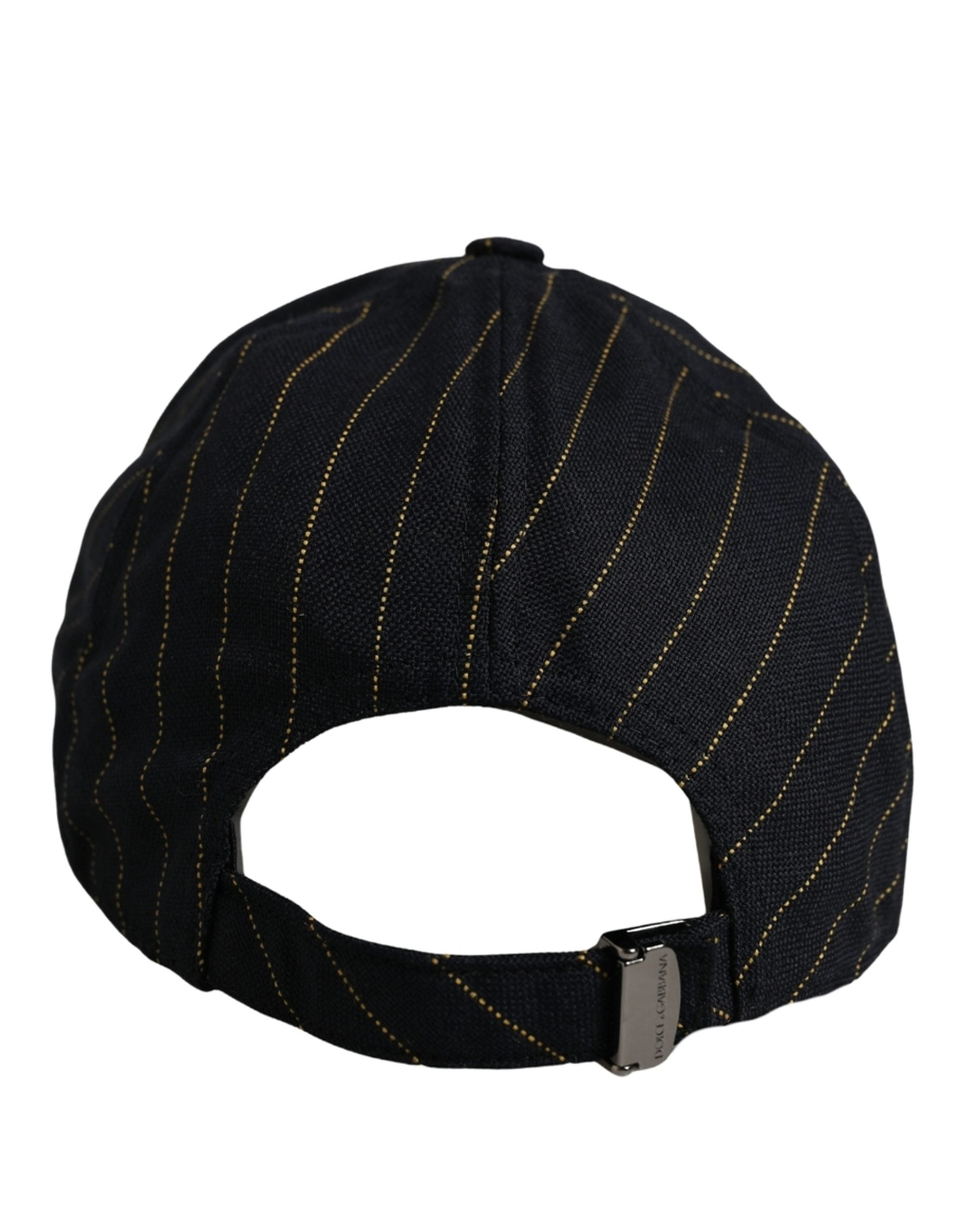 Dolce & Gabbana Black Gold Pinstriped Cotton Baseball Cap Hat for Men