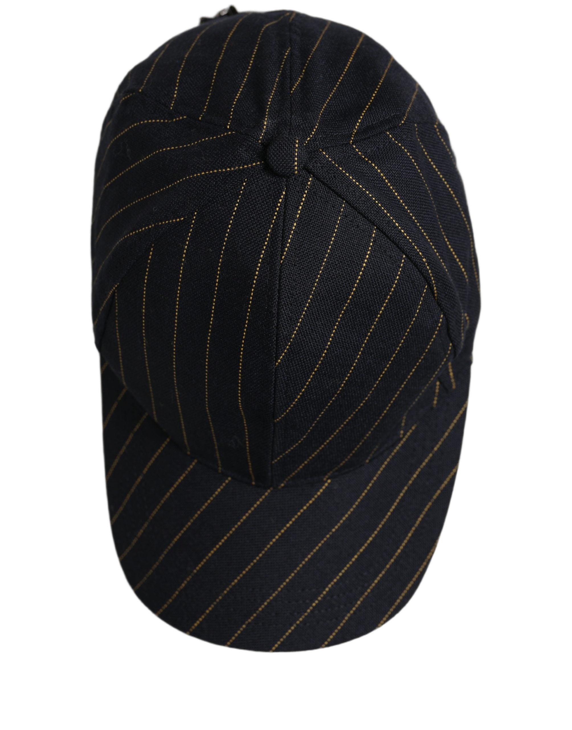 Dolce & Gabbana Black Gold Pinstriped Cotton Baseball Cap Hat for Men