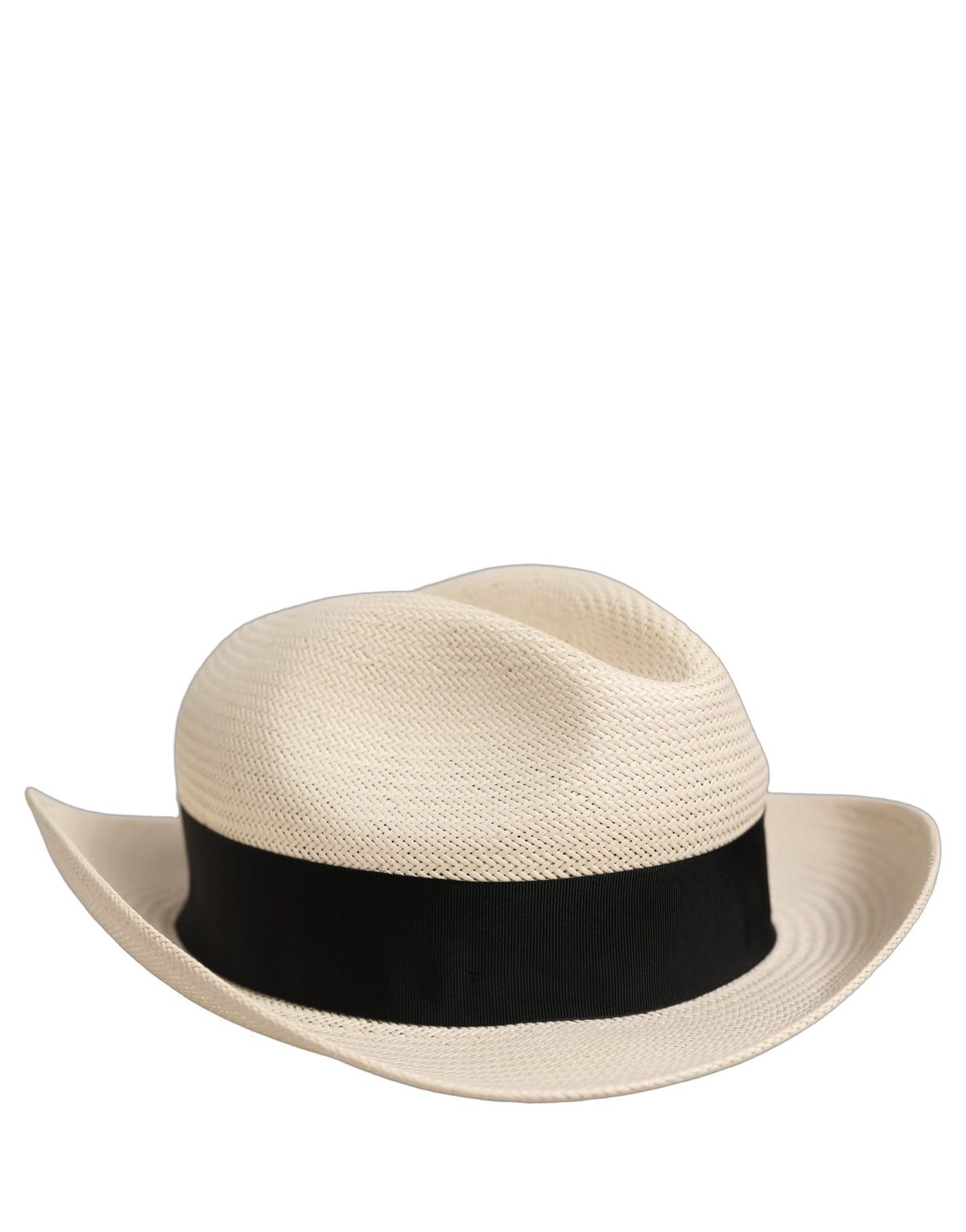 Dolce & Gabbana Men White Paper Straw Fedora Panama Capello Hat
