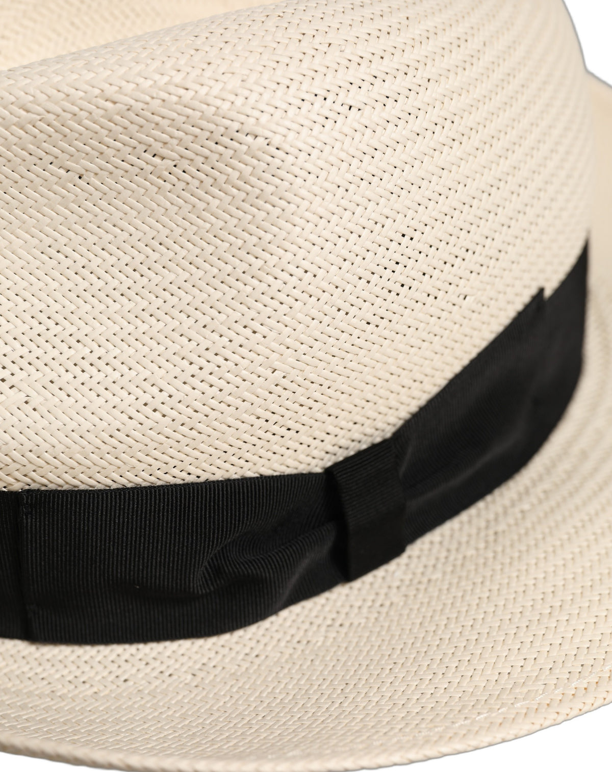 Dolce & Gabbana Men White Paper Straw Fedora Panama Capello Hat