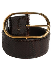 Dolce & Gabbana Brown Python Leather Gold Metal Buckle Belt for Women