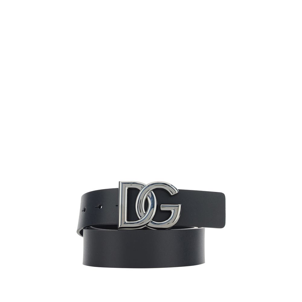 Dolce & Gabbana Black Calf Leather Bos Taurus Regular Belt for Men