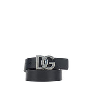 Dolce & Gabbana Black Calf Leather Bos Taurus Regular Belt for Men
