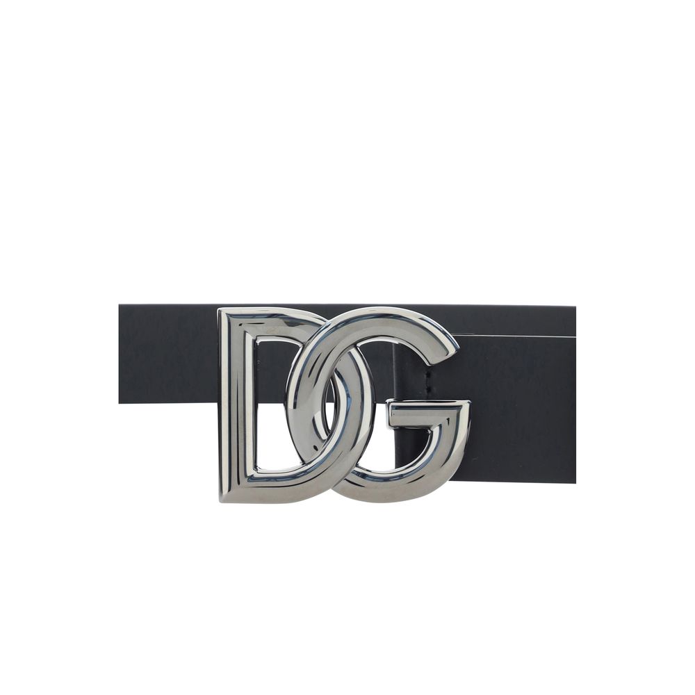 Dolce & Gabbana Black Calf Leather Bos Taurus Regular Belt for Men