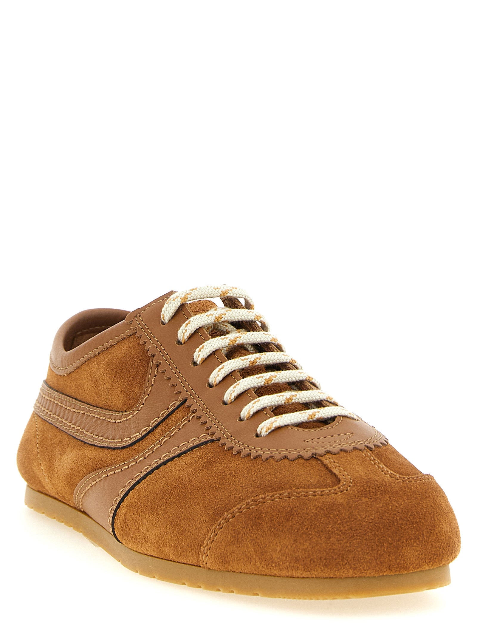 Dries Van Noten Brown Calfskin Low Top Sneakers for Women