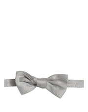 Dolce & Gabbana Men Gray 100% Silk Adjustable Neck Papillon Bow Tie