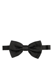Dolce & Gabbana Men Black Polka Dot Silk Adjustable Neck Papillon Bow Tie