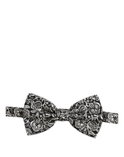 Dolce & Gabbana Tie Black White Paisley Silk Adjustable Neck Papillon Bow