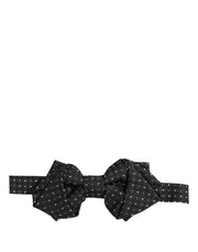 Dolce & Gabbana Men Dark Gray Polka Dot Silk Adjustable Neck Papillon Bow Tie