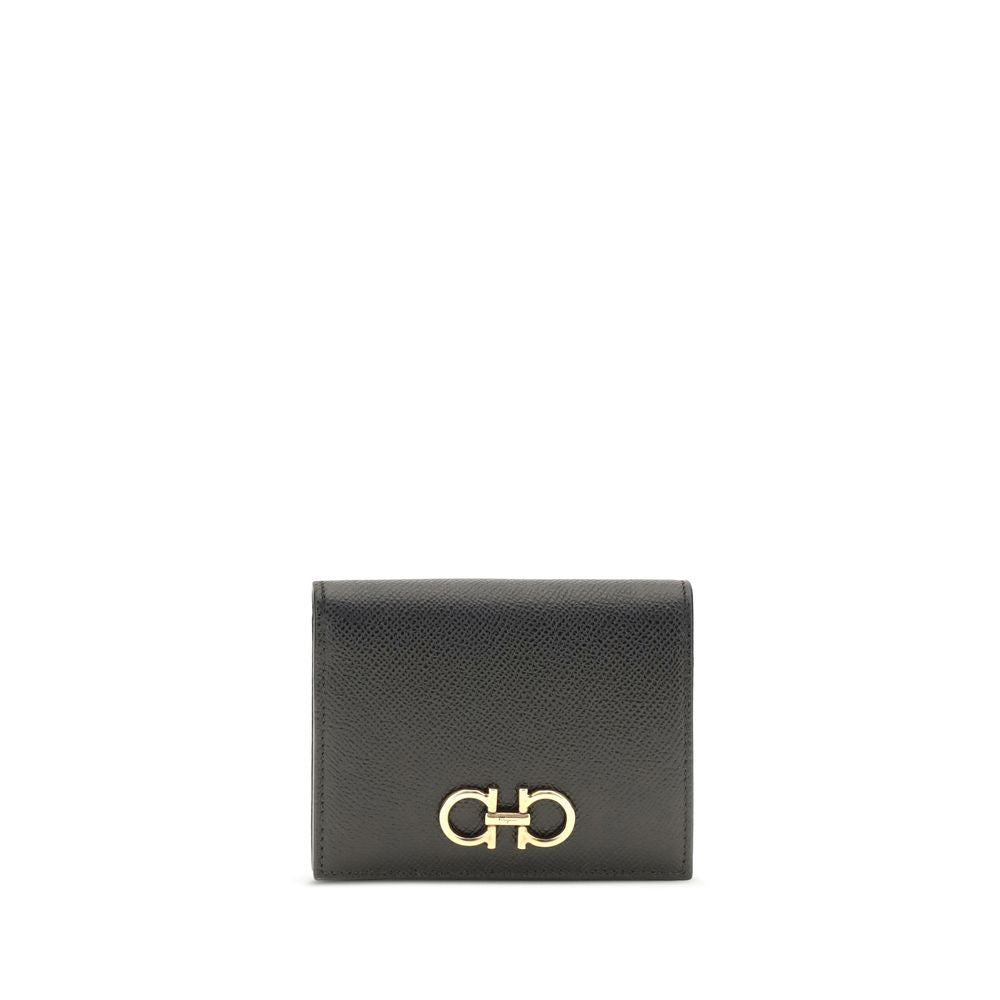 Ferragamo Black Calf Leather Bos Taurus Wallet for Women