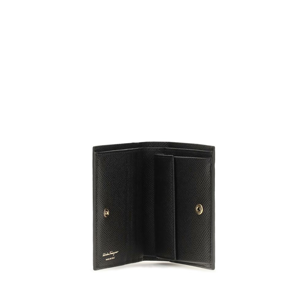Ferragamo Black Calf Leather Bos Taurus Wallet for Women