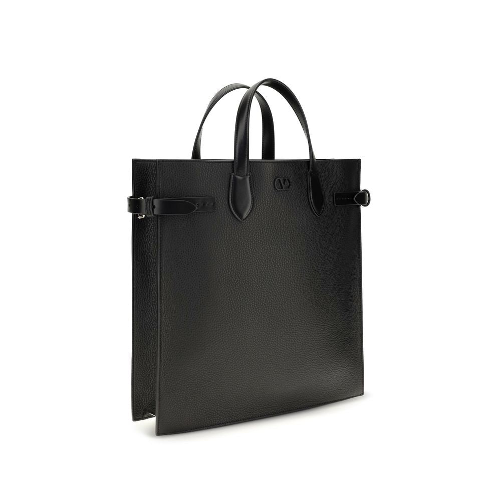 Valentino Garavani Black Calf Leather Bos Taurus Shoulder Bag for Men