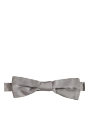 Dolce & Gabbana Men Gray 100% Silk Adjustable Neck Papillon Bow Tie