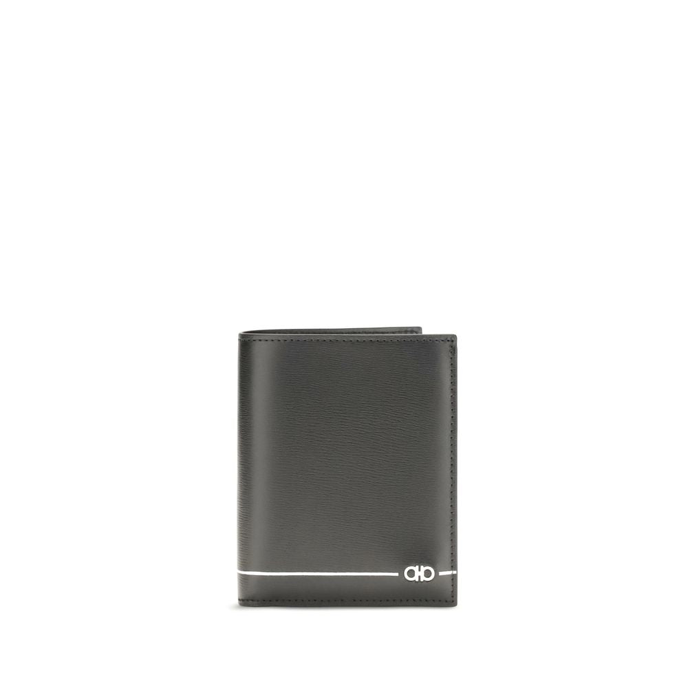 Ferragamo Black Calf Leather Bos Taurus Wallet for Men