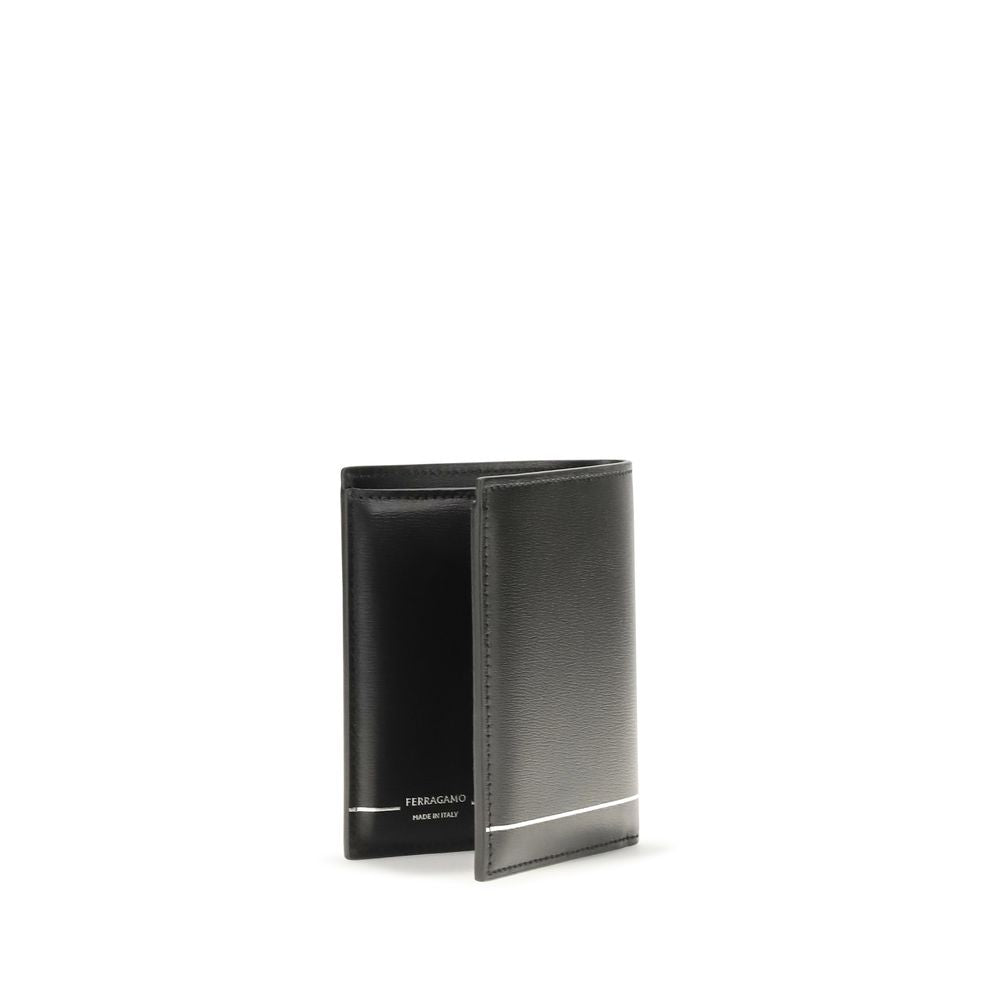 Ferragamo Black Calf Leather Bos Taurus Wallet for Men