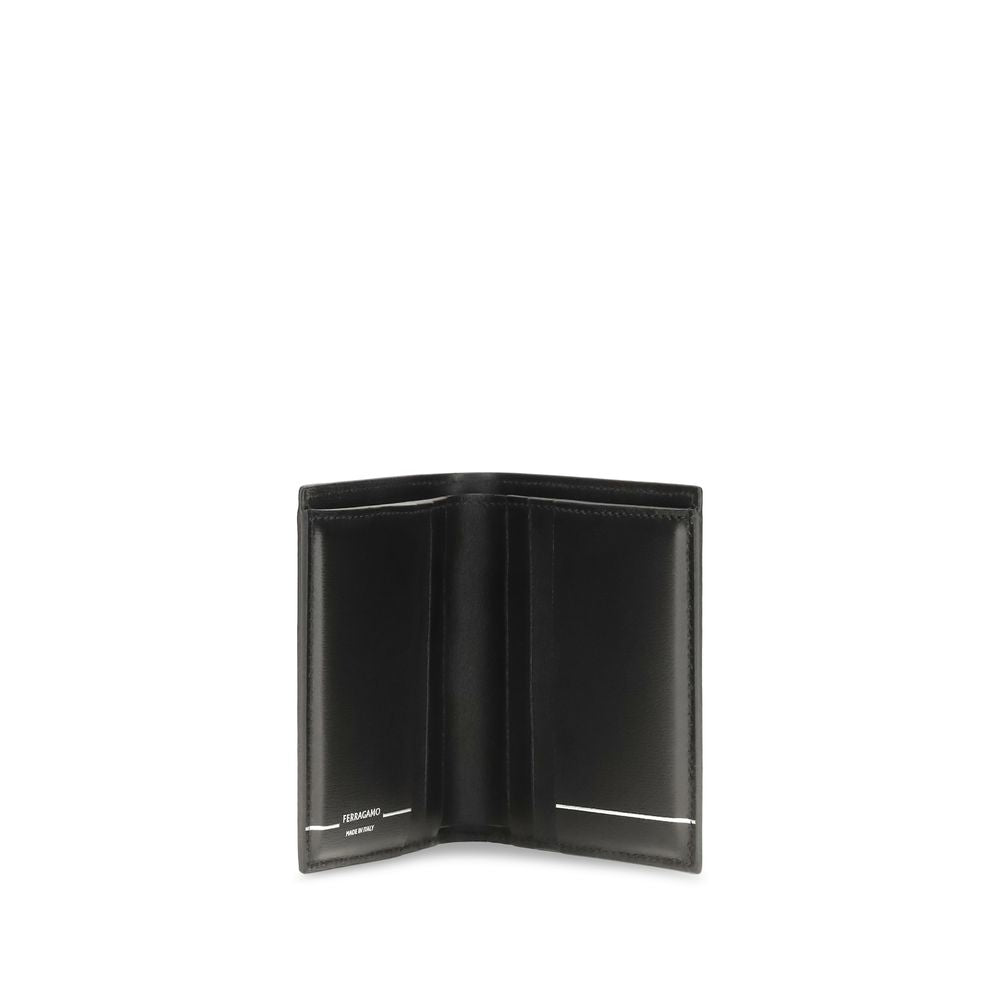 Ferragamo Black Calf Leather Bos Taurus Wallet for Men