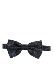 Dolce & Gabbana Men Black Blue Paisley Adjustable Neck Papillon Bow Tie