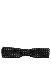 Dolce & Gabbana Black White Polka Dot Adjustable Neck Papillon Bow Tie