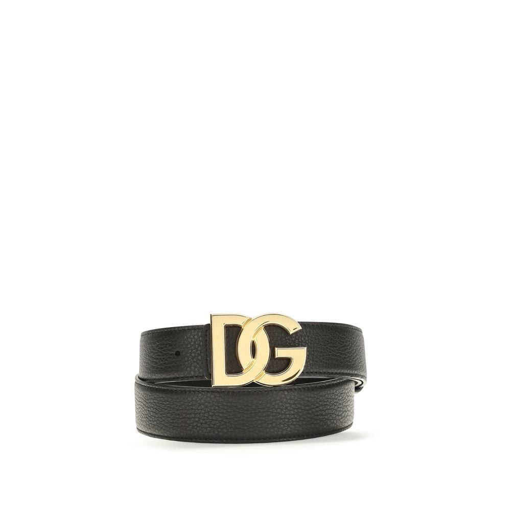 Dolce & Gabbana Black Calf Leather Bos Taurus Regular Belt for Men