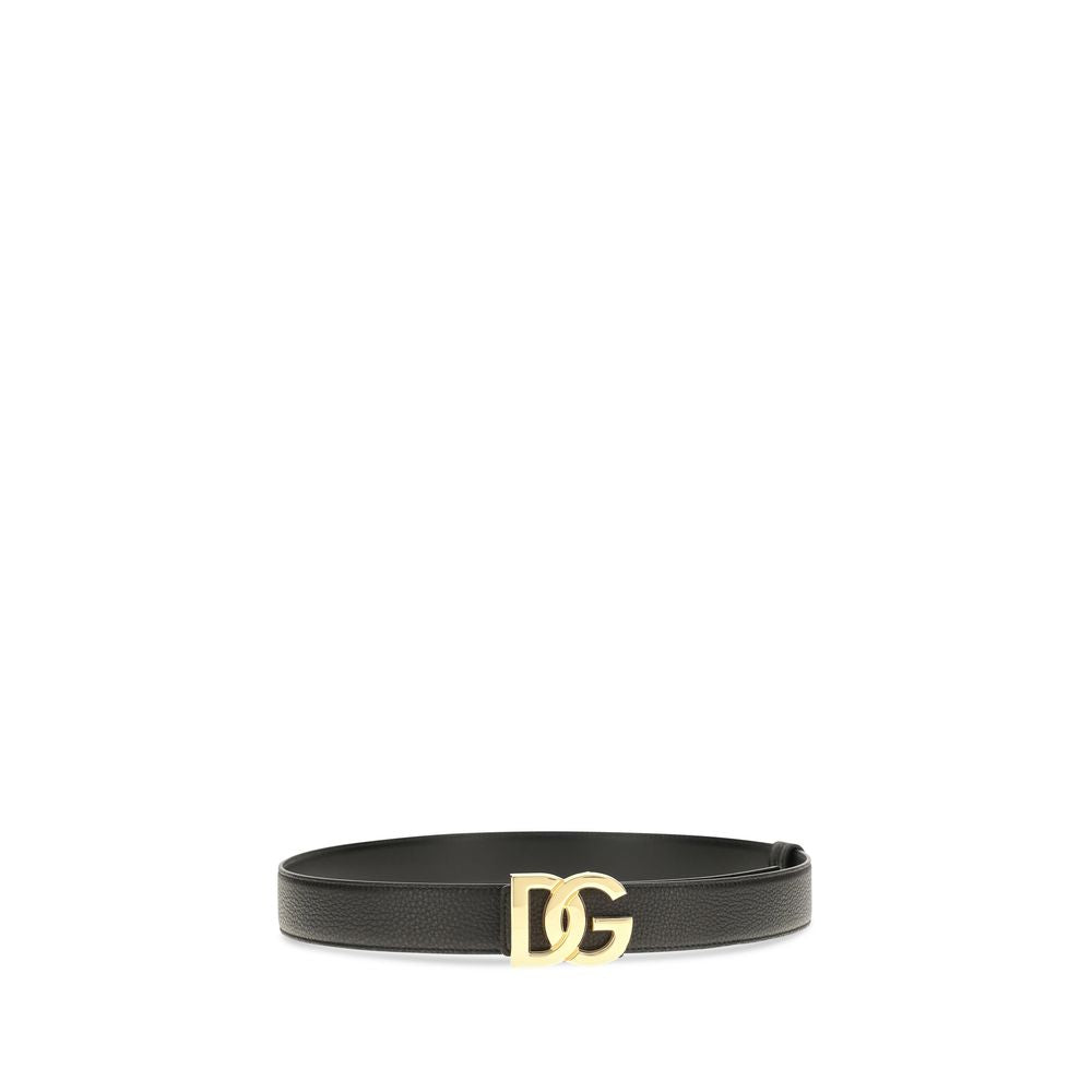 Dolce & Gabbana Black Calf Leather Bos Taurus Regular Belt for Men