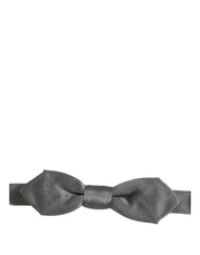Dolce & Gabbana Men Gray 100% Silk Adjustable Neck Papillon Bow Tie