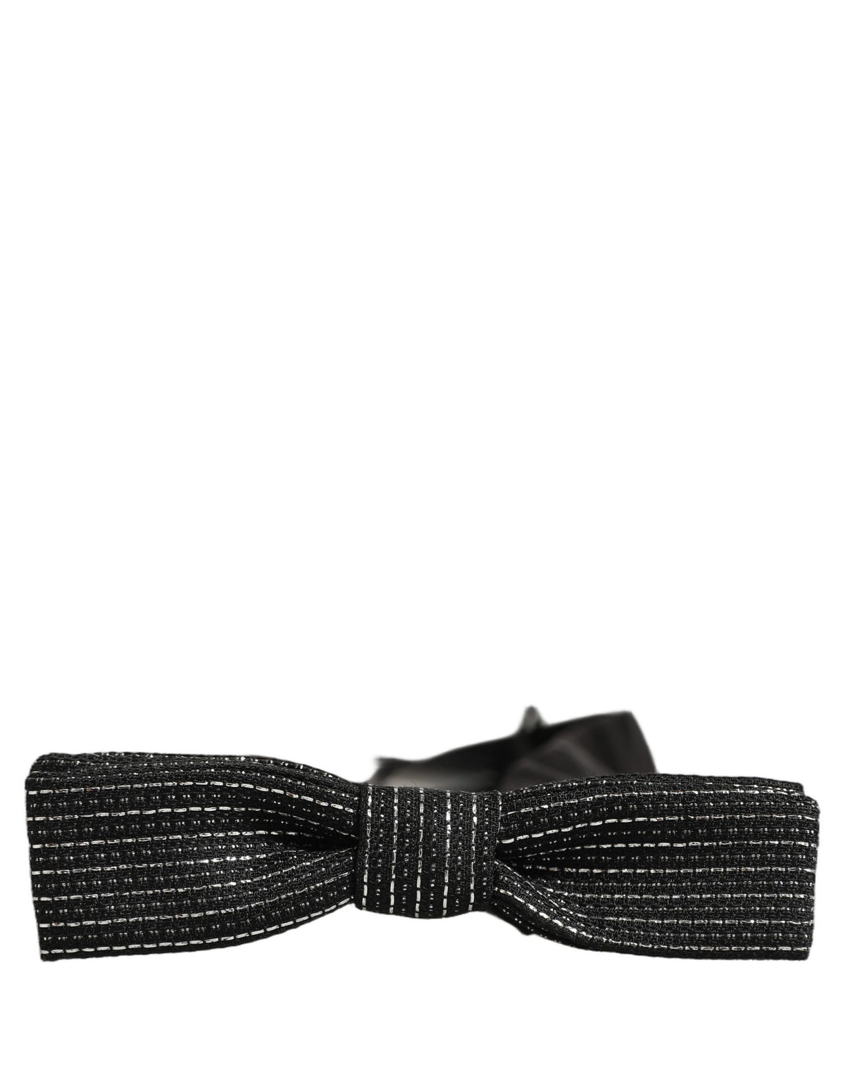 Dolce & Gabbana Men Dark Blue Silver Ribbed Adjustable Neck Papillon  Bow Tie
