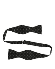 Dolce & Gabbana Black White Polka Dot Adjustable Neck Papillon Bow Tie