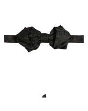 Dolce & Gabbana Men Black Paisley Silk Adjustable Neck Papillon Bow Tie