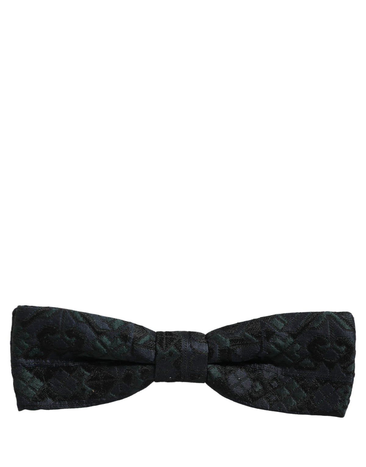 Dolce & Gabbana Men Black Green Paisley Adjustable Neck Papillon Bow Tie