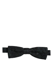 Dolce & Gabbana Men Black Green Paisley Adjustable Neck Papillon Bow Tie
