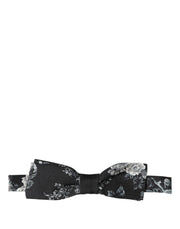 Dolce & Gabbana Black Floral Silk Adjustable Neck Men Papillon Bow Tie