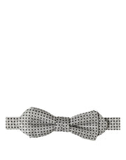 Dolce & Gabbana Men Silver Black Polka Dot Adjustable Neck Papillon Bow Tie