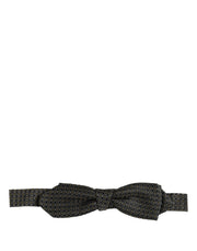 Dolce & Gabbana Men Black Dotted Silk Adjustable Neck Papillon Bow Tie