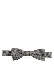 Dolce & Gabbana Men Gray Silk Patterned Adjustable Neck Papillon Bow Tie