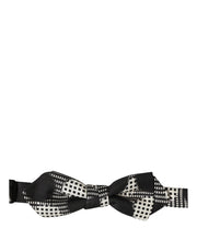 Dolce & Gabbana Dark Gray White Checkered Adjustable Neck Papillon Bow Tie
