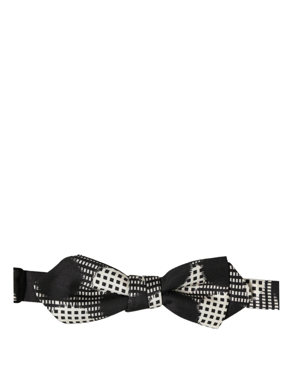 Dolce & Gabbana Dark Gray White Checkered Adjustable Neck Papillon Bow Tie