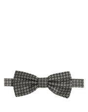 Dolce & Gabbana Men Gray Silk Patterned Adjustable Neck Papillon Bow Tie
